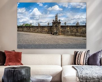 Wall on the historic cathedral square in Bamberg