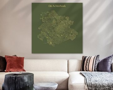 Water map of the Achterhoek in Green and Gold by Maps Are Art