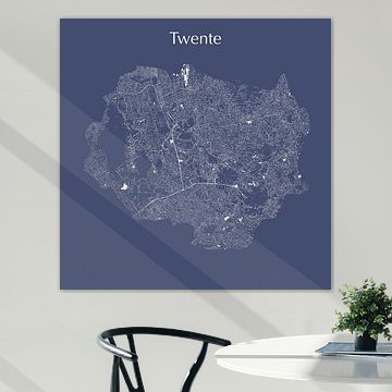 Carte de Twente en bleu roi sur Maps Are Art