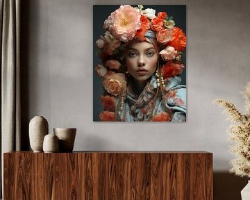Modern portret "Flower girl" van Carla Van Iersel