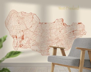 Waterkaart van West-Friesland in Terracotta stijl van Maps Are Art