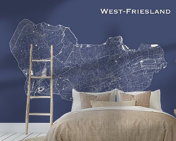 Waterkaart van West-Friesland in Royaalblauw van Maps Are Art