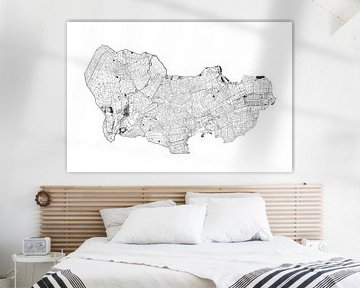 Wasserkarte von Westfriesland in Schwarz-Weiß von Maps Are Art