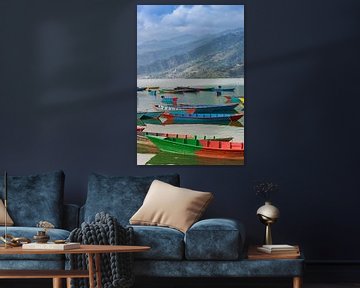 colourful wooden boats at Phewa Lake in Pokhara by Marc Venema