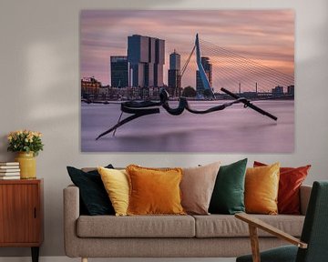 Skyline of Rotterdam at sunset van Ilya Korzelius