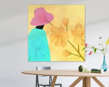 Coloured silhouette with flowers by Brenda Reimers Art