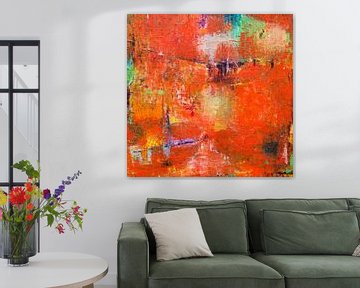 Orange | Abstract schilderij met veel oranje tinten van Anja Namink - Schilderijen