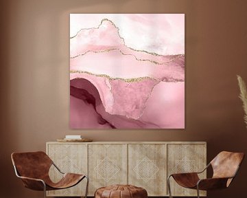 Blush & Goud Agaat Textuur 05 van Aloke Design