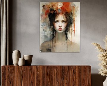 Modern portret: "Flower power" van Studio Allee