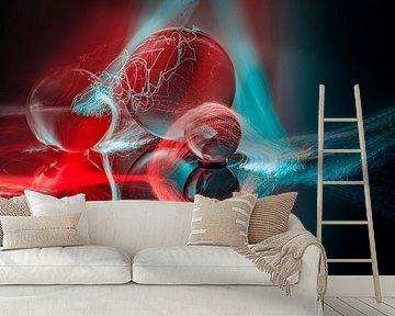 Glass balls and the lights of a fibre optic lamp by Horst Husheer