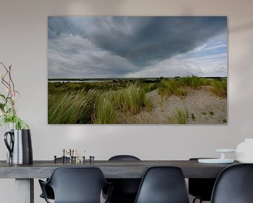 Dreigende lucht boven de Marker Wadden van Bianca Fortuin