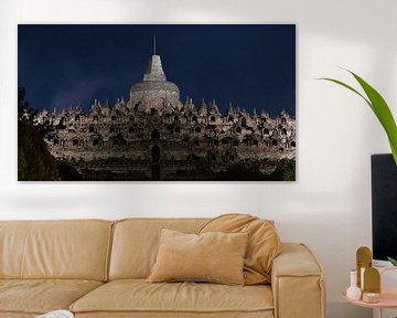 Borobudur after sunset by Anges van der Logt