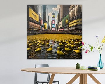 Gelbe Gummi-Enten auf dem Times Square von Gert-Jan Siesling