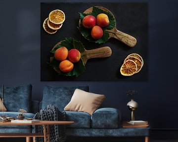 Summery , cheerful still life with apricots . by Saskia Dingemans Awarded Photographer
