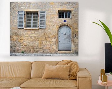 House number 6 (Old French facade with beautiful, blue door, window frames and shutters) by Birgitte Bergman