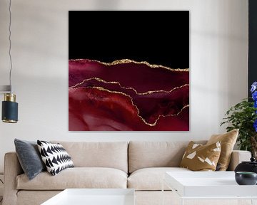 Burgundy & Gold Agate Texture 07 by Aloke Design