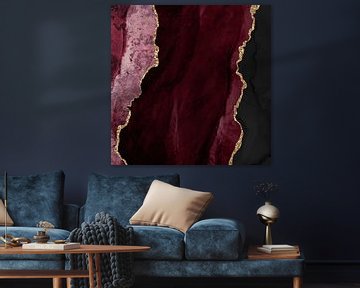 Burgundy & Gold Agate Texture 01 by Aloke Design