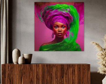 Portret van een Afrikaanse vrouw Joan, Pop of colour van René van den Berg