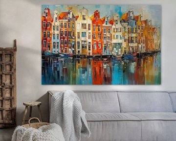 Canal houses in Amsterdam painting by Thea