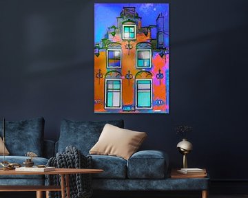 Canal house at night in Utrecht Netherlands by The Art Kroep