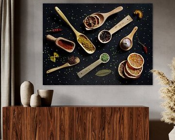 Cheerful variations with wooden spoons and spices. by Saskia Dingemans Awarded Photographer