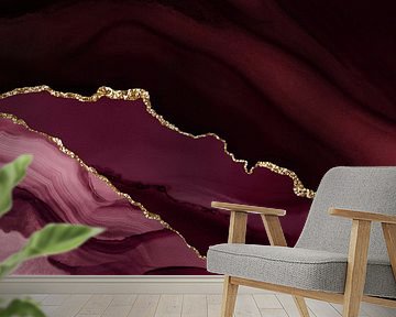 Burgund & Gold Achat Textur 12 von Aloke Design