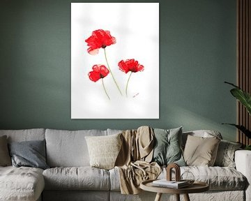 Three red poppies by Karen Kaspar