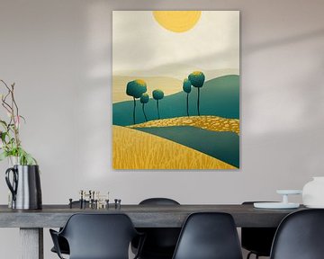 Cinq arbres au soleil paysage abstrait sur Tanja Udelhofen