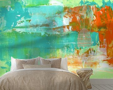 Sunset over Aqua abstract by Karen Kaspar
