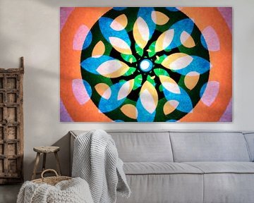 Kleurrijke mandala cirkel met vormen en structuren van Lisette Rijkers