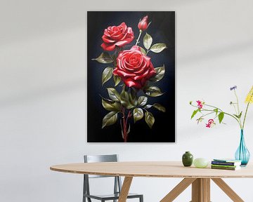 Red Roses In Bloom van PixelMint.