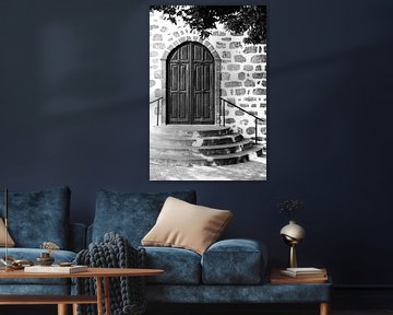 Église de la porte à Ténérife | Tirage photo noir et blanc | Photographie de voyage aux Canaries sur HelloHappylife