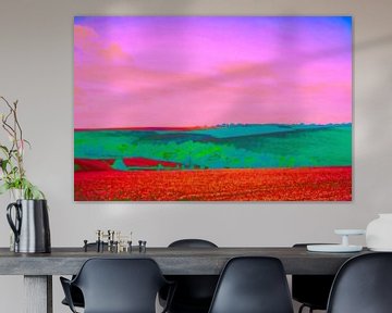 Colourful summer landscape in contemporary colours by Mad Dog Art