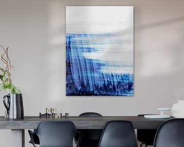 Japanse Zee Abstractie in Blauw en Wit van Mad Dog Art