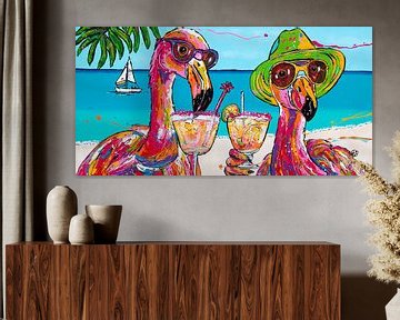 Beach buddies and cocktail time by Happy Paintings