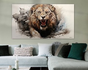 tekening van een leeuw van Gelissen Artworks