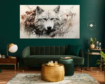 Zeichnung eines weißen Wolfes von Gelissen Artworks