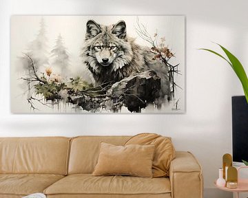 Zeichnung eines Wolfes von Gelissen Artworks