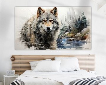 Zeichnung eines Wolfes von Gelissen Artworks