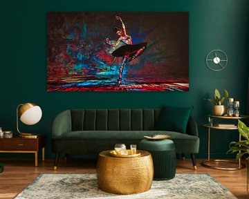 Dans van Textuur: Een Expressionistische Ballerina van Arjen Roos