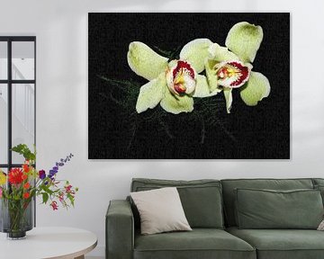 Orchidee met bloemenrelief van Jose Lok