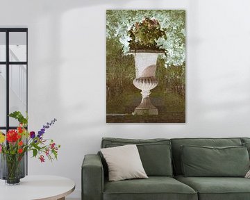 Fresco illustratie van stenen bloemenvaas van fb-fotografie