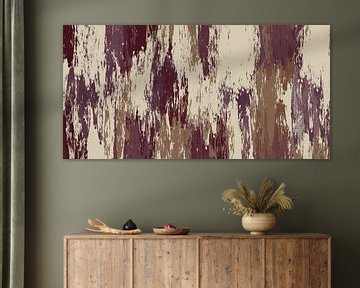 Ikat zijden stof. Abstracte moderne kunst in paars, beige, bruin