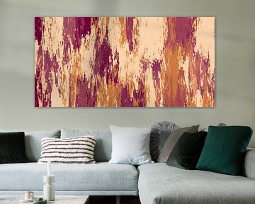 Ikat silk fabric. Abstract modern art in gold, purple, light yellow by Dina Dankers
