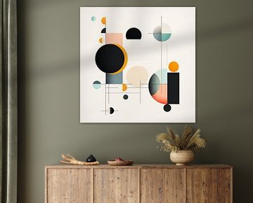 Minimalistisch geometrisch abstracte kunst van cirkels en lijnen. van Vlindertuin Art