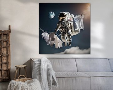 Astronaut hängt Wäsche auf von Gert-Jan Siesling