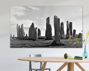 Die Calanais Standing Stones sind eine Sammlung stehender Steine in der Nähe des Dorfes Calanais an der Westküste der Isle of Lewis, einer der Äußeren Hebriden Schottlands. von Rini Kools