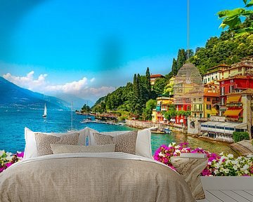 Flowers in Varenna village. Lake Como, Italy by Stefano Orazzini