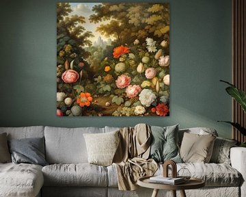 Un jardin fleuri dans le style d'Ambrosius Bosschaert sur Carina Dumais