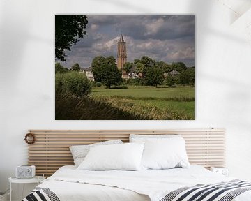 Kerk van Amerongen in Nederland met weiland en bomen van Robin Jongerden